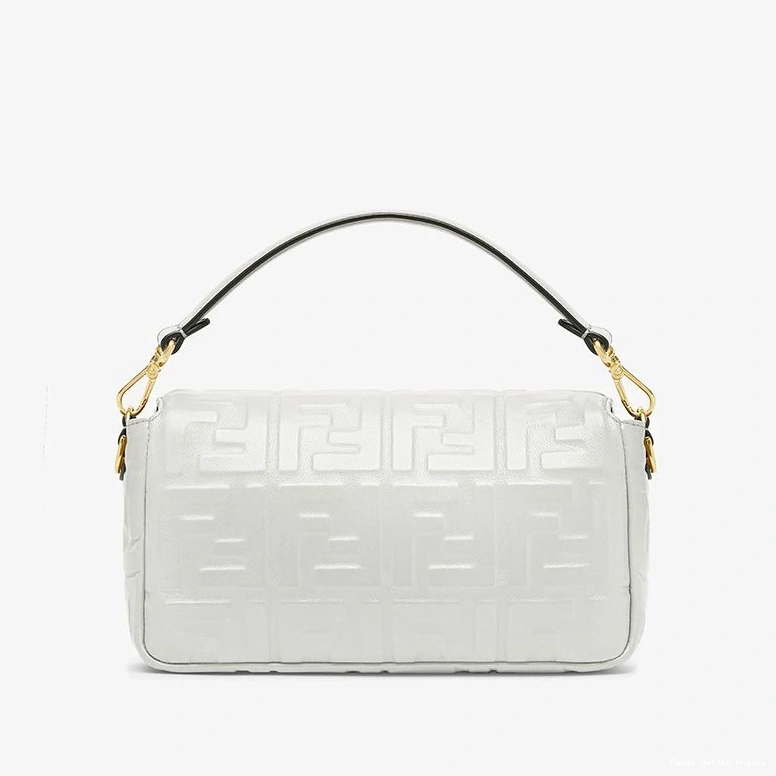 Cheap White FF In Motif Bag Baguette Fendi Leather Medium Nappa 0812